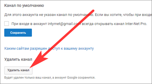 удалить канал