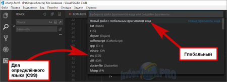 тип сниппета VSCode